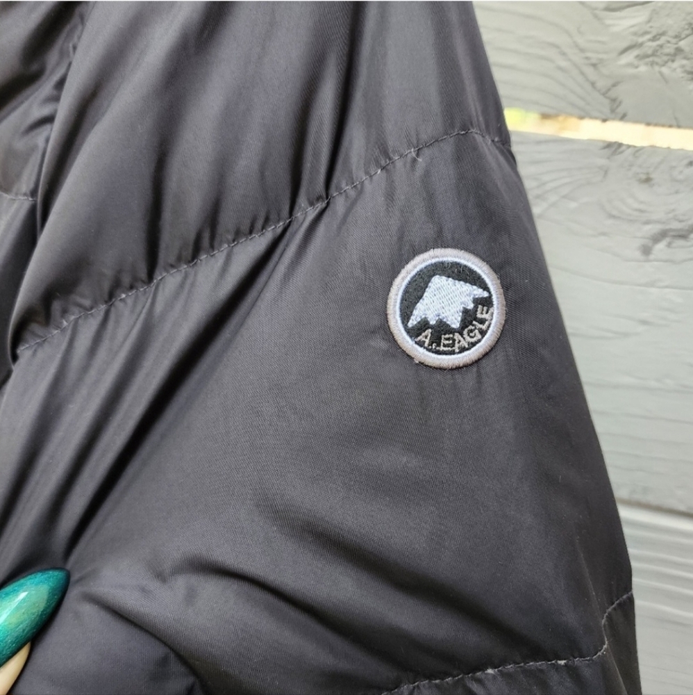 American Eagle Black Duck Down Puffer Coat Sz Medium - Picture 5 of 12